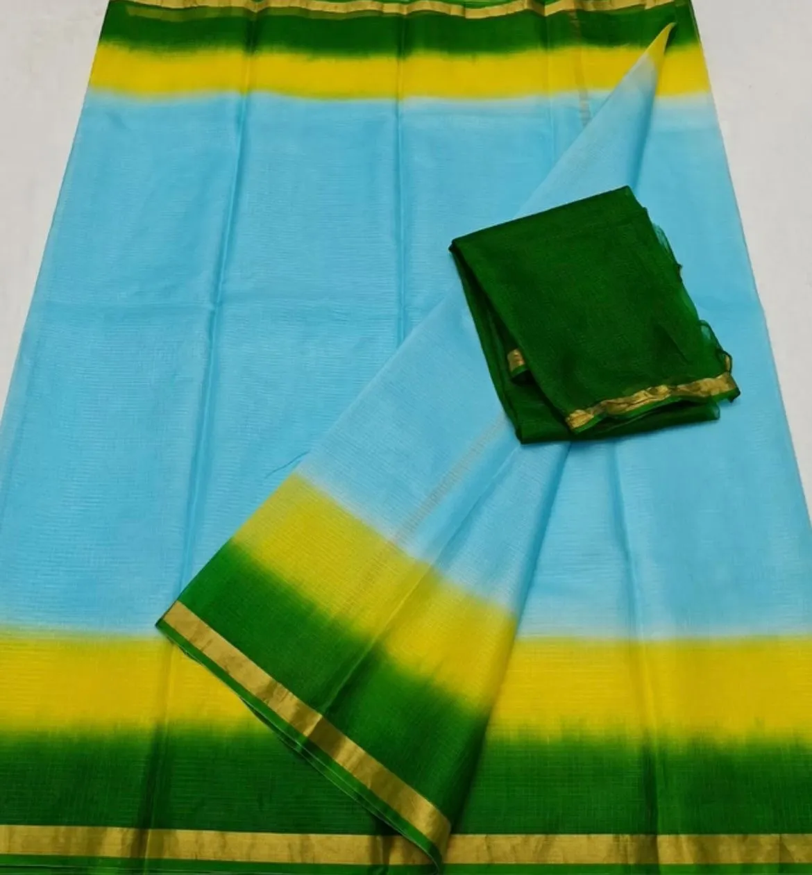 Green- yellow -skyblue combo kota doriya