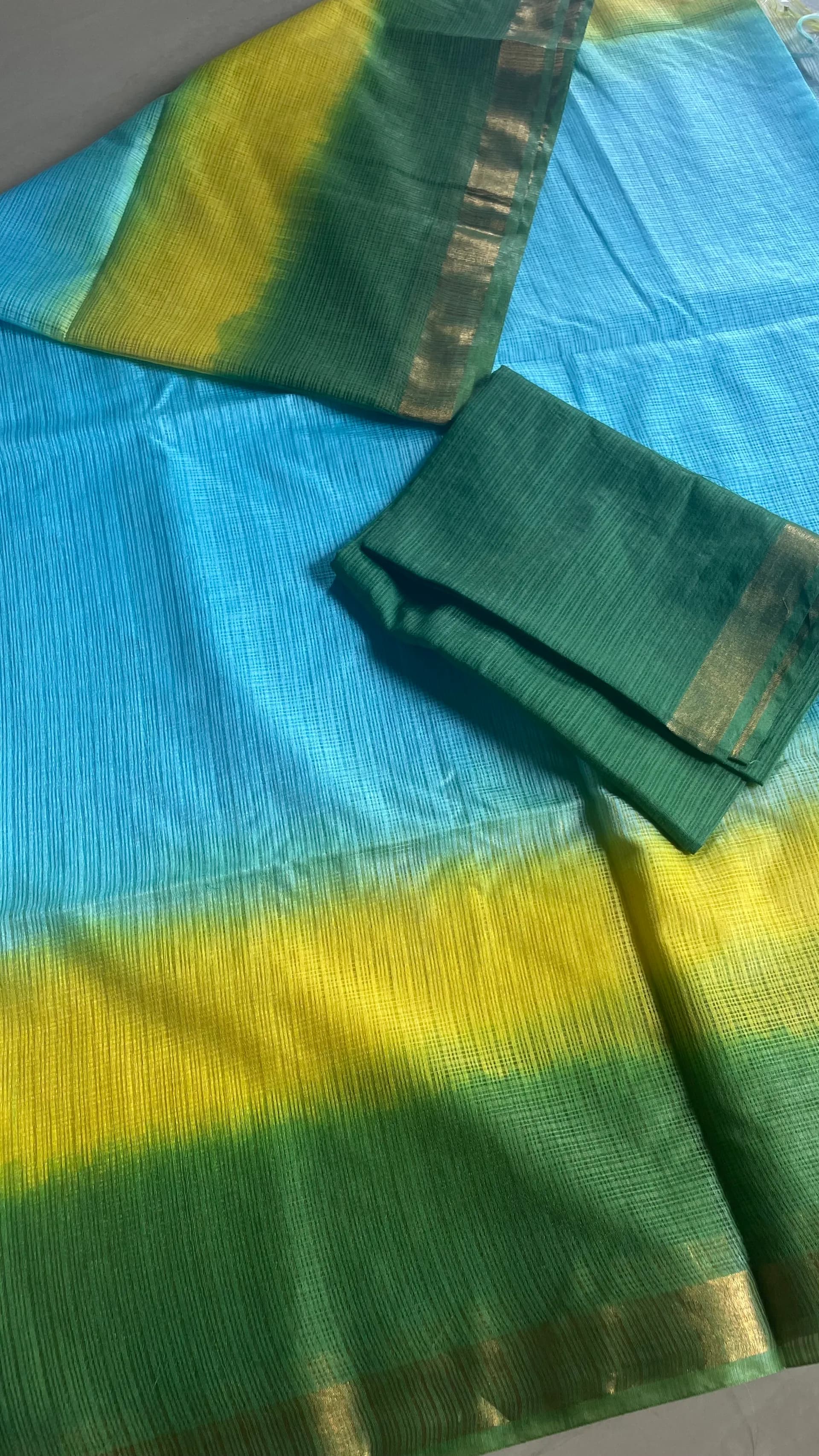 Green- yellow -skyblue combo kota doriya