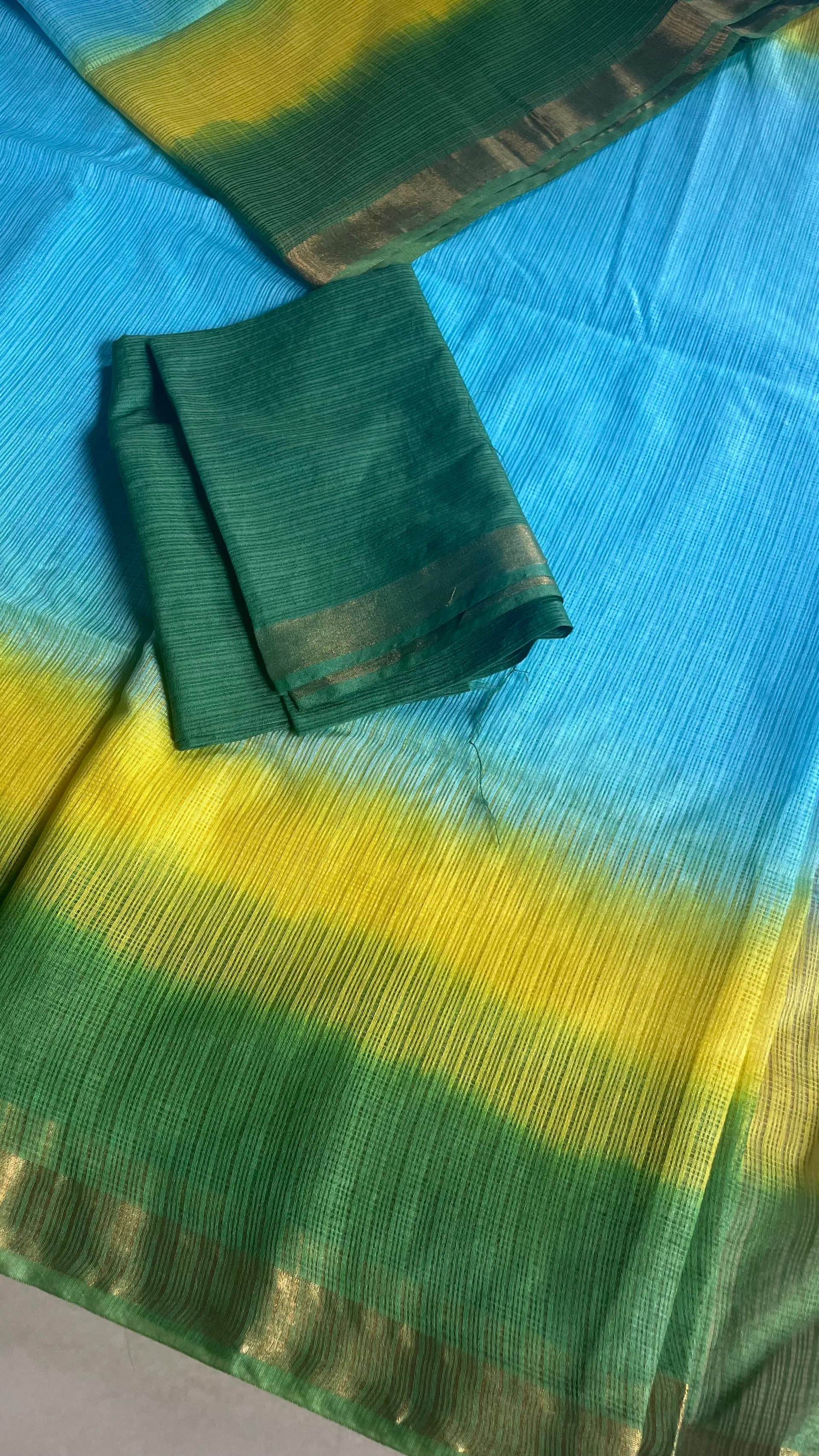 Green- yellow -skyblue combo kota doriya