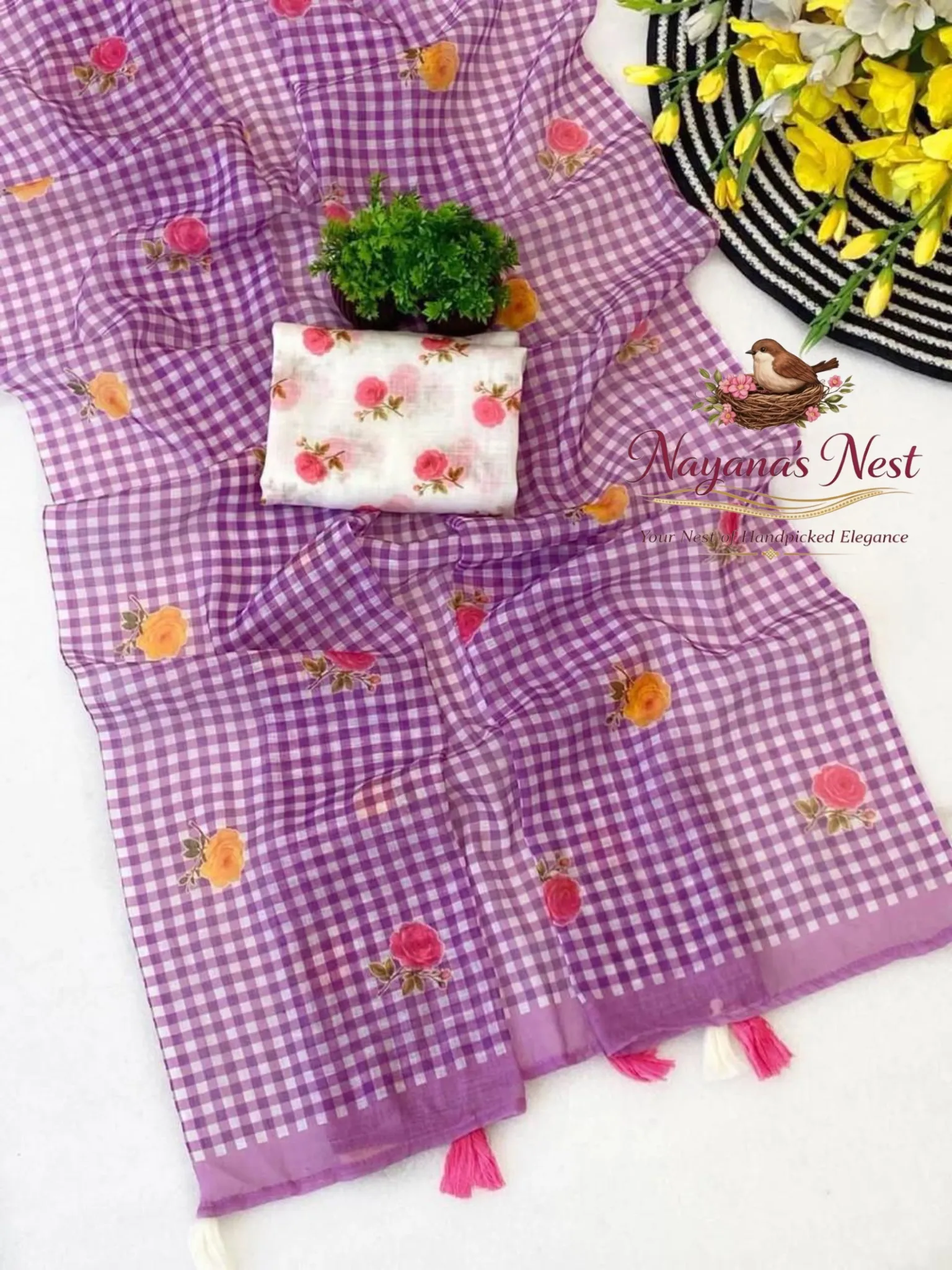 pink malgalgiri checked linen