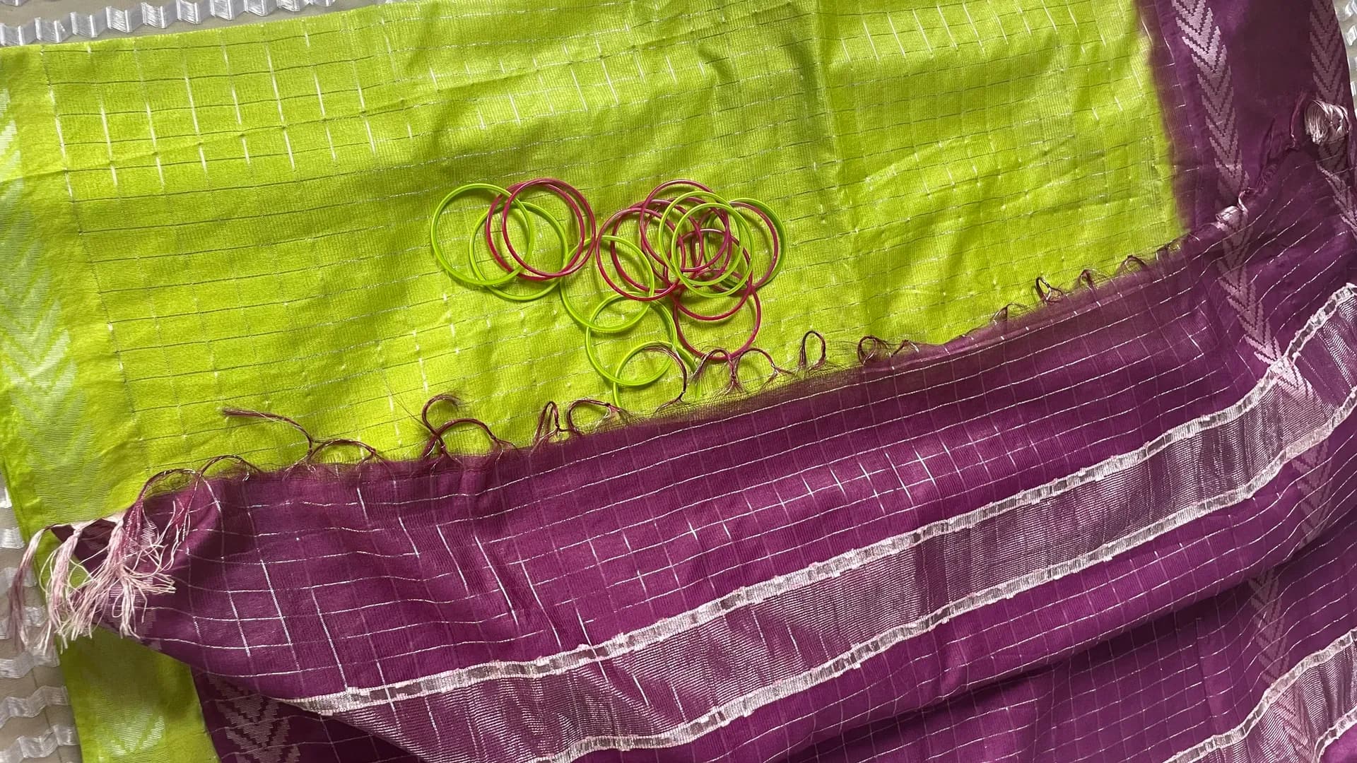 Staple weaving checked double shade soft kota silk