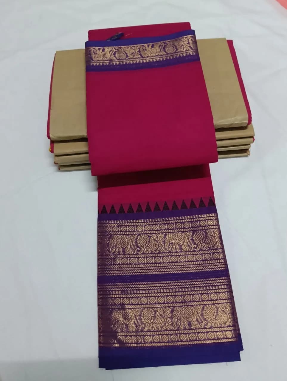 Kanchi cotton (Rani pink and violet combo)