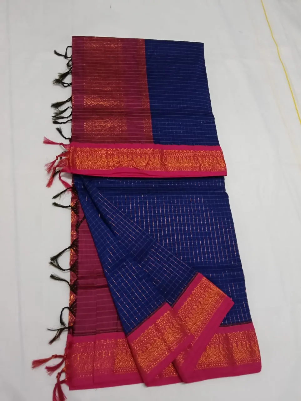 Checked kalyani cotton blue
