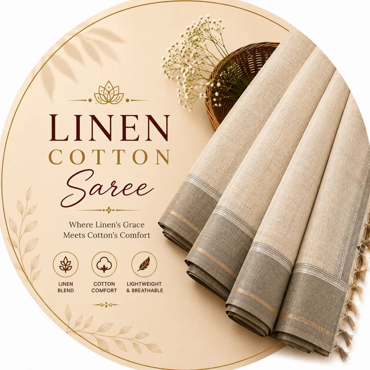 Linen cotton saree