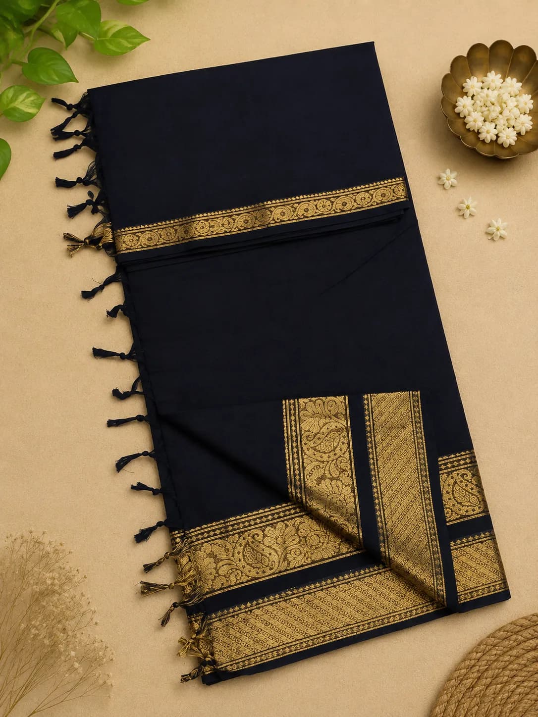 Kanchi cotton black big border