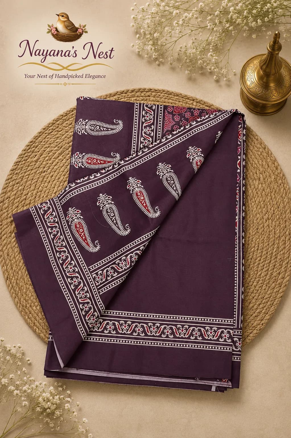 Ajrak printed silk sarees onion pink