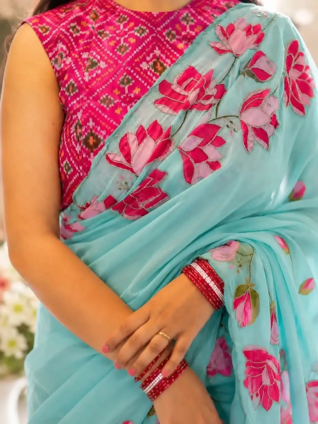 Lotus soft Gorgette pastel blue