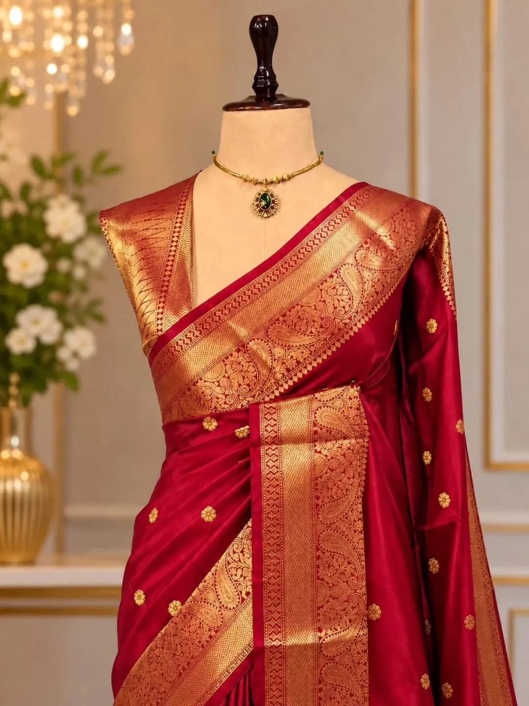 Banarasi soft katan silk saree red