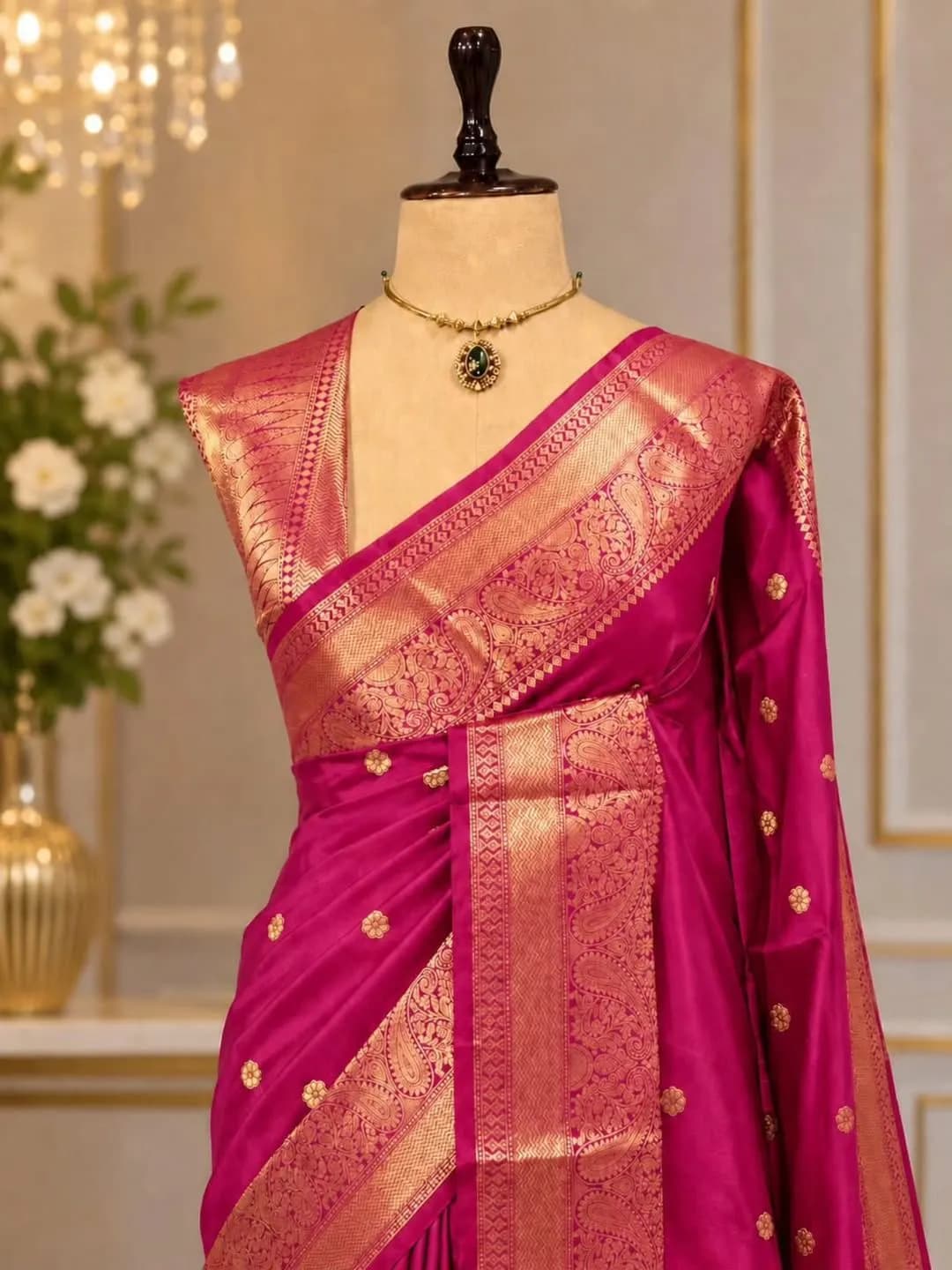 Banarasi soft katan silk rani pink