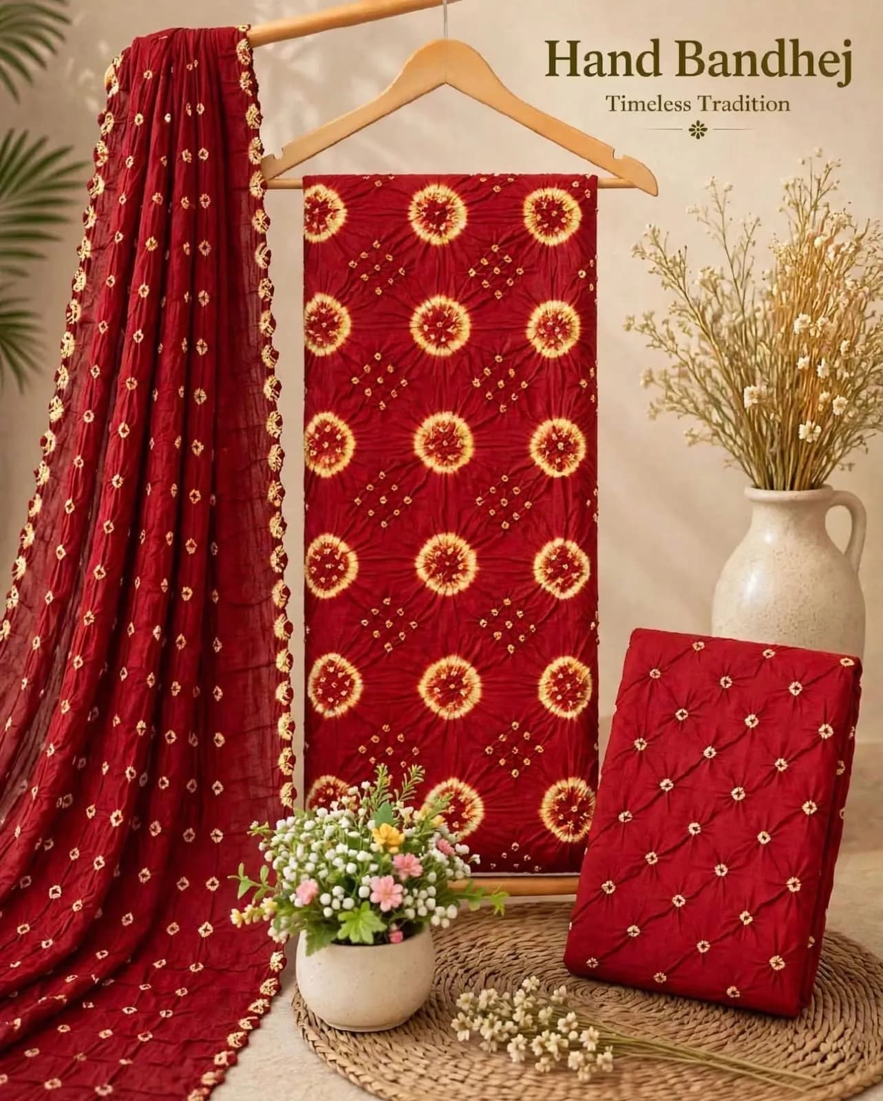 Bandhini unstitched salwar set